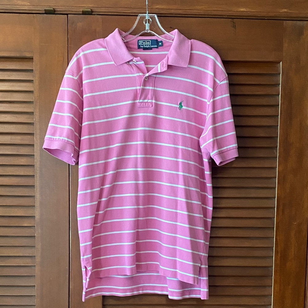 Ralph Lauren Pink Polo with White Stripes